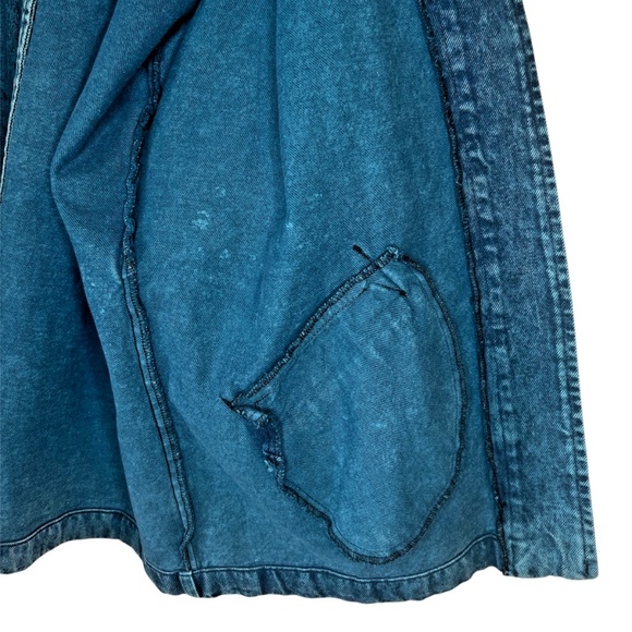 Vintage Sundance Denim Southwestern Concho Teal Aztec Print Acid Wash Coat USA L - Picture 14 of 16